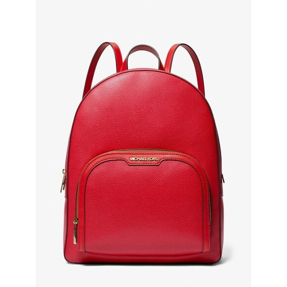 Michael Kors backpack jaycee medium pebbled leather bag bright red main image 4